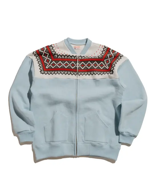 The Real McCoy’s MC24112 Printed Snow Pattern F/Z Sweatshirt Saxe