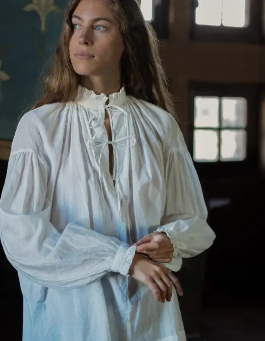 Blouse "Pia" en voile de coton blanc
