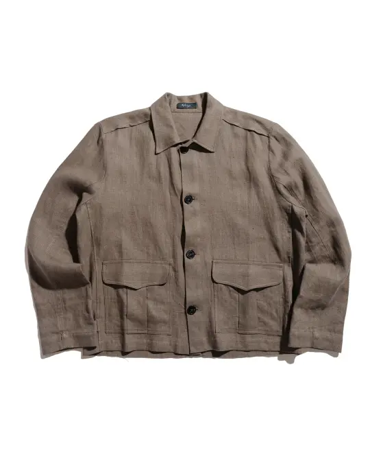 Wanze Button Up Blouson Natural Linen Taupe
