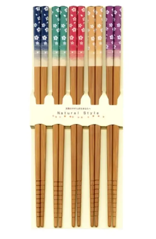 Sakura Blossom Bamboo Chopstick Set for 5