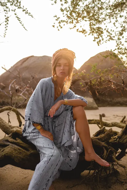 Nālani Kimono with Pockets Light Grey