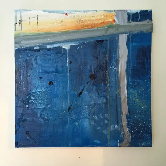 SHELTER #4 - Acrylic on canvas with tape, 40 x 40cms