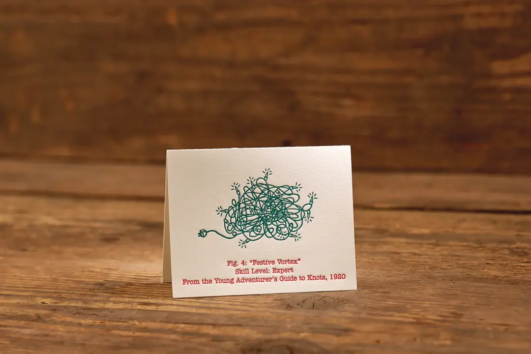 Festive Vortex Letterpress Card (A2: 5.5 x 4.25")