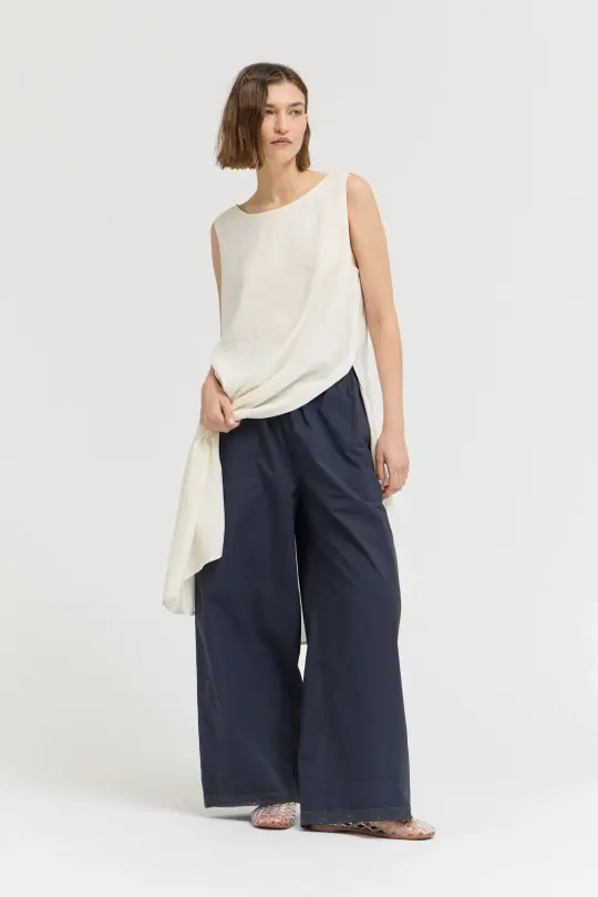 Ingrid Eyelet Hem Detailed Cotton Pants