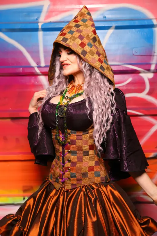 Petite Hooded Vixen in Vintage Chess Board - A Chest Full of Jewels Collection