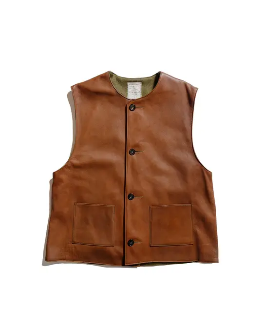 The Real McCoy's MJ24003 Jerkin Vest / Sheepskin Brown