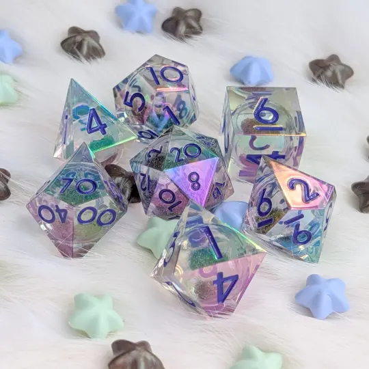 Sharp Edge Liquid Core DnD Dice Set - Iridescent - Stormglass