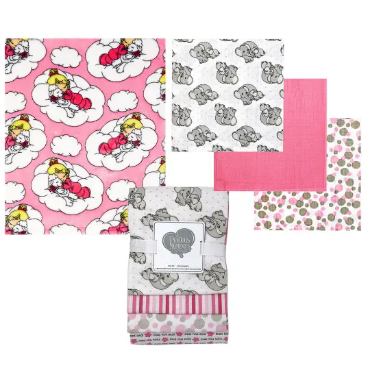 3 Stories Trading Company Baby Boys and Baby Girls 8 Piece Precious Moments Elephants Baby Gift Set, Pink