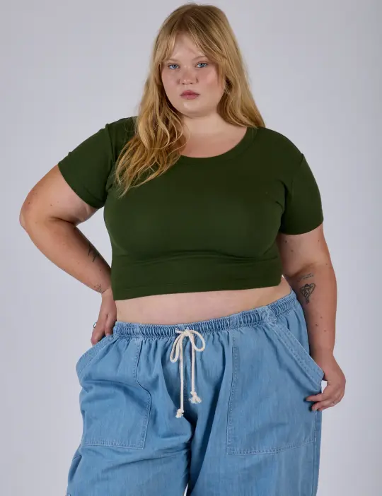 Cropped Baby Tee - Evergreen