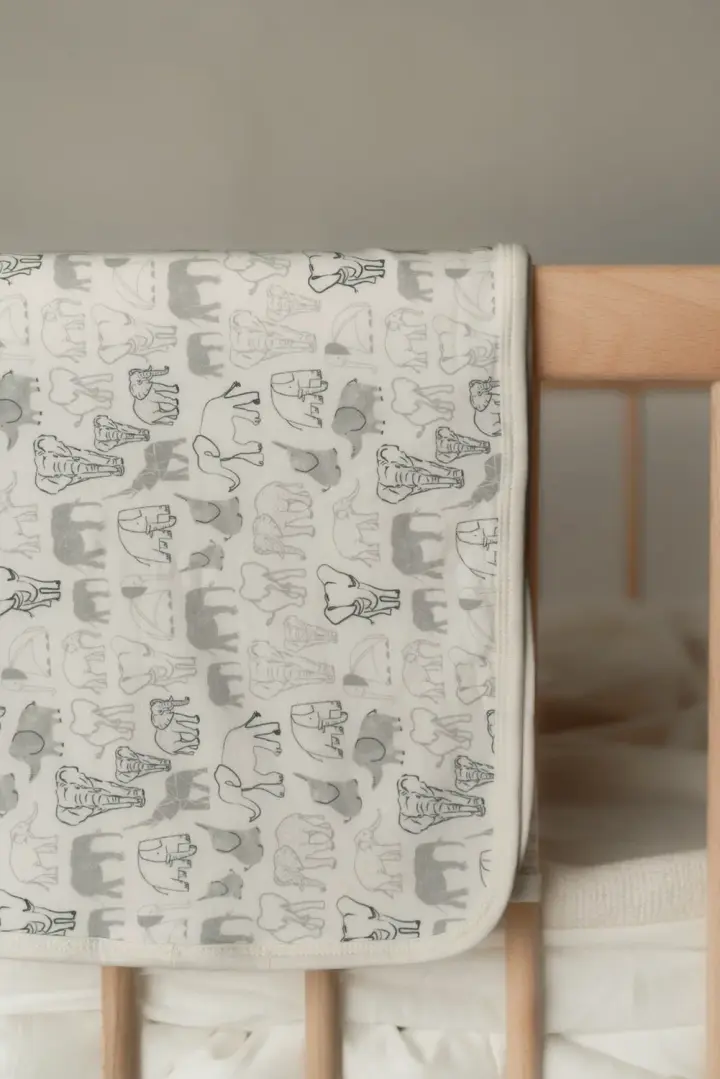 Bamboo Blanket - Grey Elephant Families