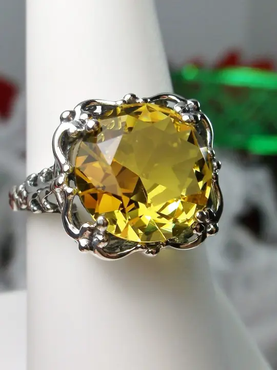 Yellow Citrine Ring, Size 5, Victorian Jewelry #D103 - Ready to Ship