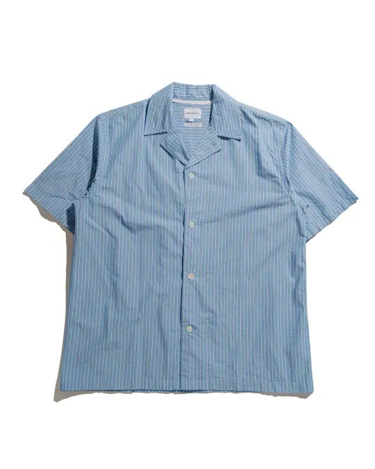 Norse Projects Mads Poplin Stripe SS Navy