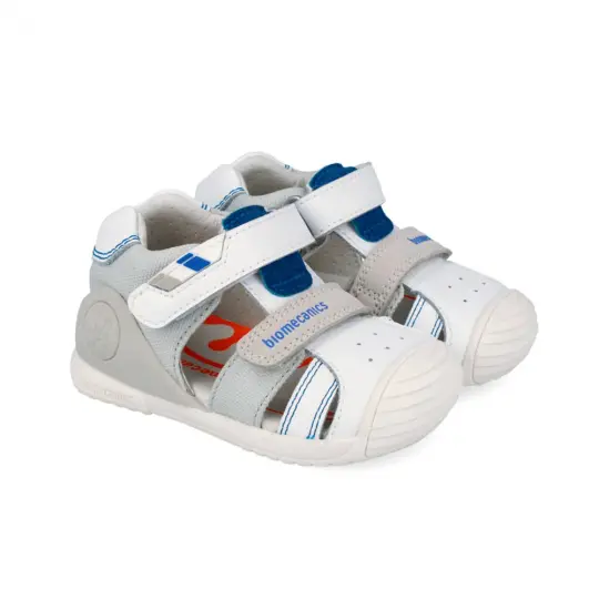 Biogateo Urban White-Blue Closed-Toe Sandals