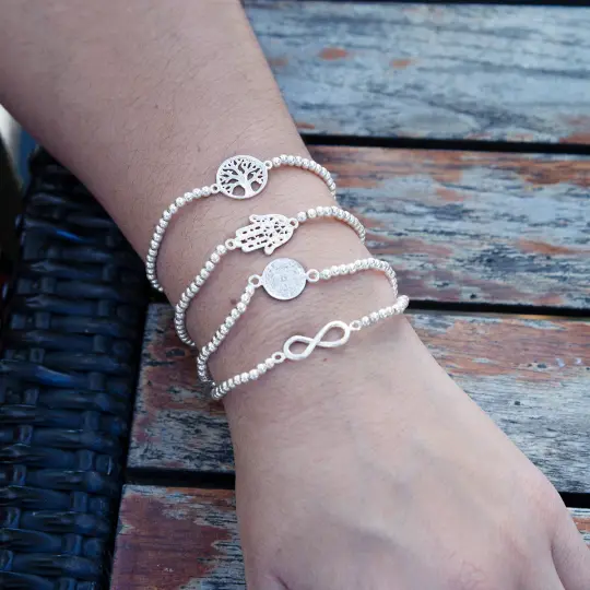 Sterling Silver Beaded Icons Bracelet