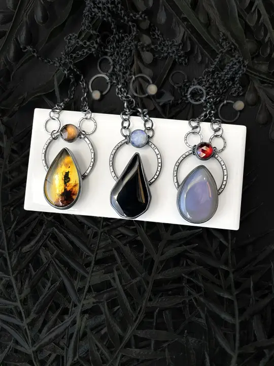 Large Autumn Orbit Necklaces, Set #2