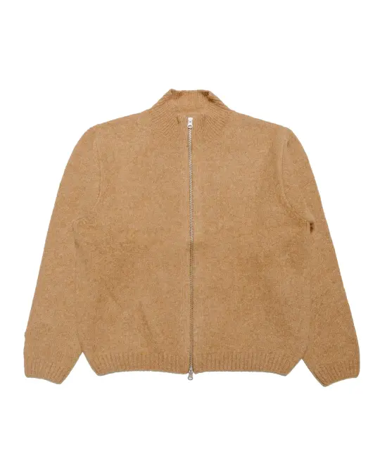 Stüssy Brushed Mock Full Zip Sweater Camel