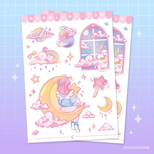 Pastel Dreams & Moon Girl - matte vinyl sticker sheet