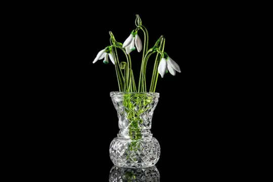 White Snowdrops In Vase | Handcrafted Murano Glass Bouquet