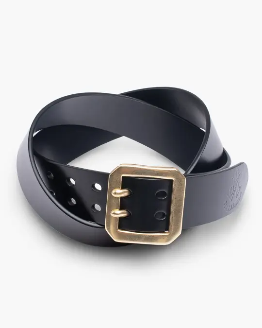 OGL Double Prong Garrison Buckle Leather Belt - Black
