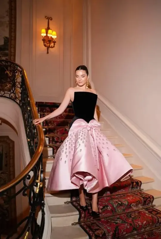 Silky Satin Applique Corset Prom Gown , High End Black Pink Maxi Evening Dress RS1870