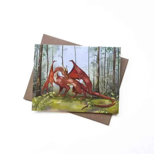 Red Forest Dragon Card, Wholesale 6 Pack