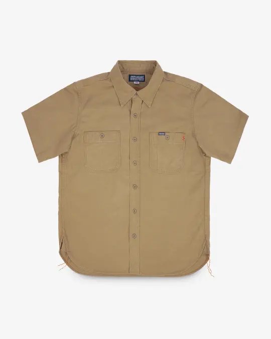 7oz Fatigue Cloth Short Sleeved Work Shirt - Khaki