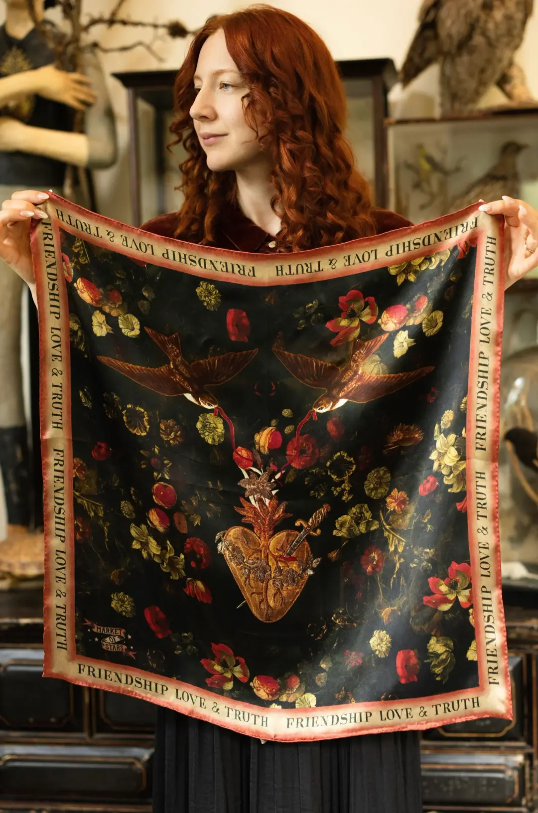 Heart of Gold Heirloom Silk Scarf