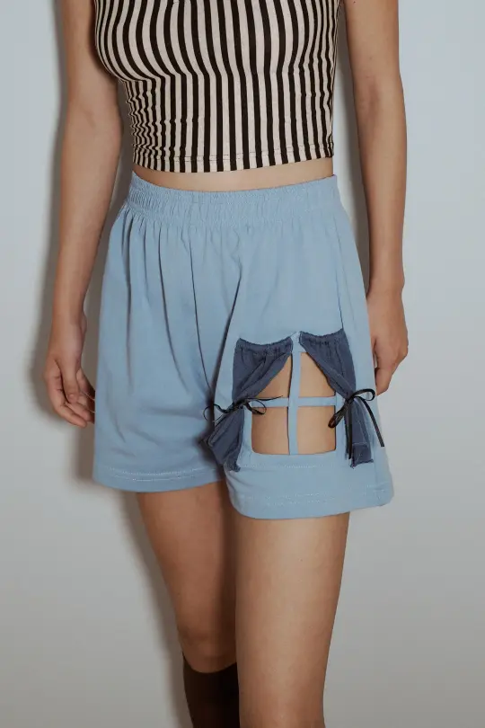 Cotton Window Shorts Blue