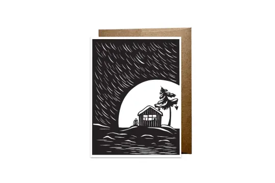 "Winter Island Cabin" card
