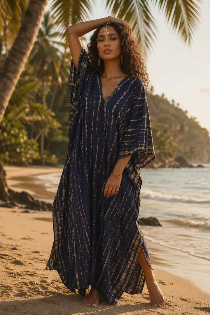 Maxi Kaftan Dress Tie Dye Dark Blue