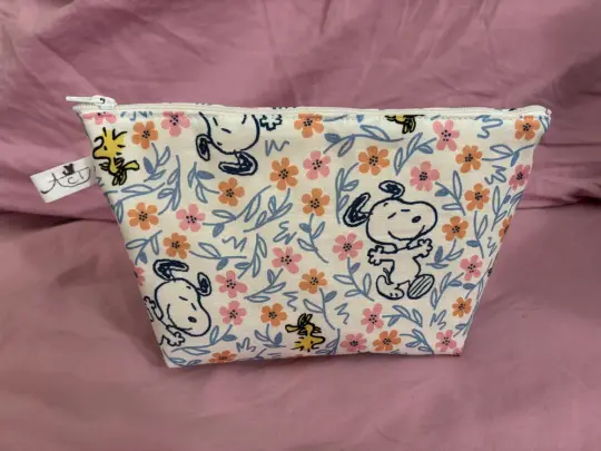 Flower Beagle and Bird Zipper Pouch