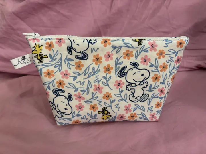 Flower Beagle and Bird Zipper Pouch