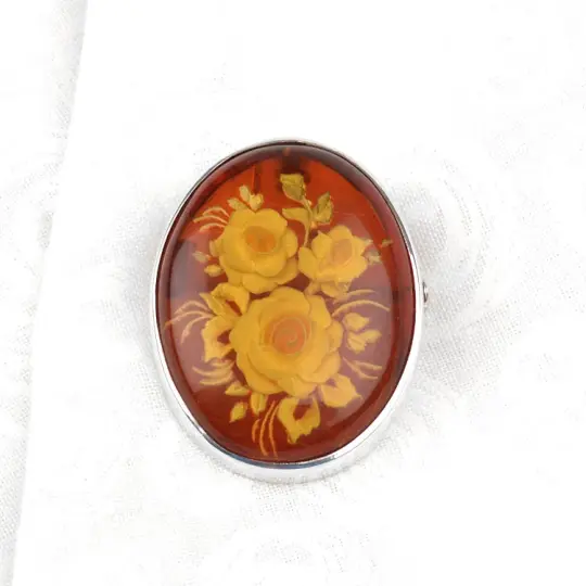 Amber Roses Pin Or Pendant