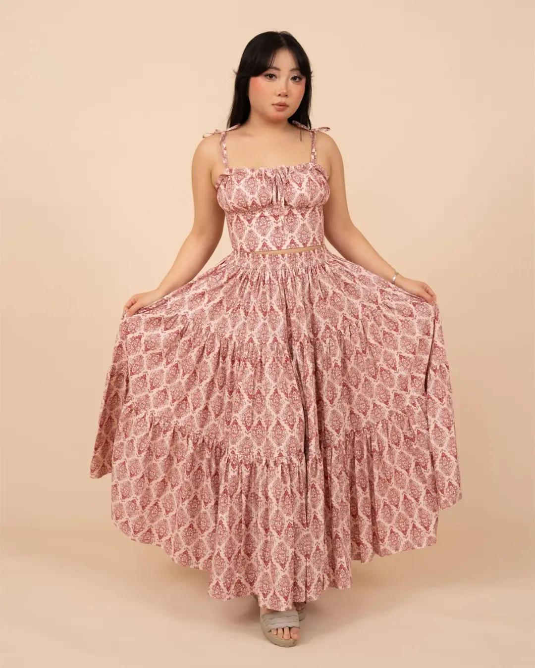 Pink Damask Mushroom Top