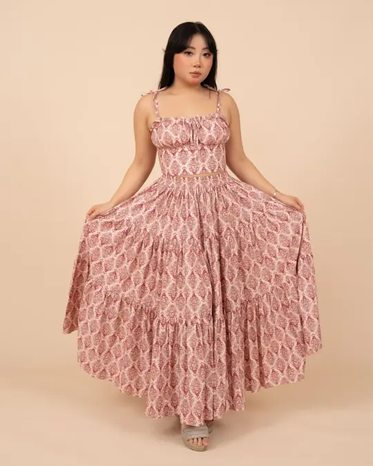 Pink Damask Mushroom Top