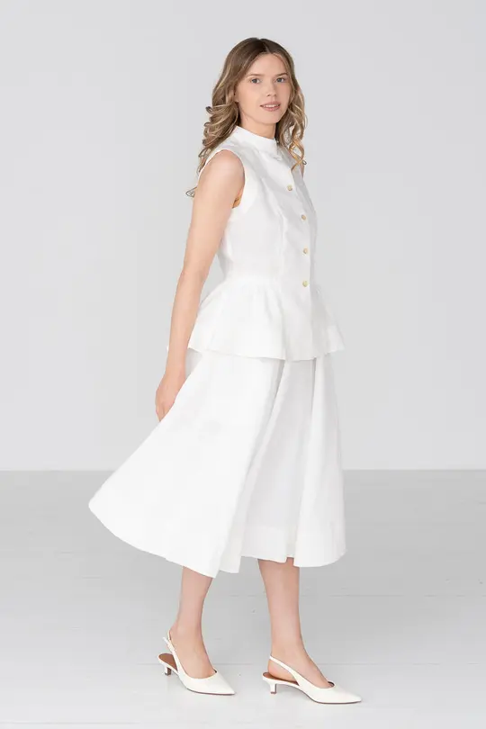 Classic – Full-Circle Linen Midi Skirt