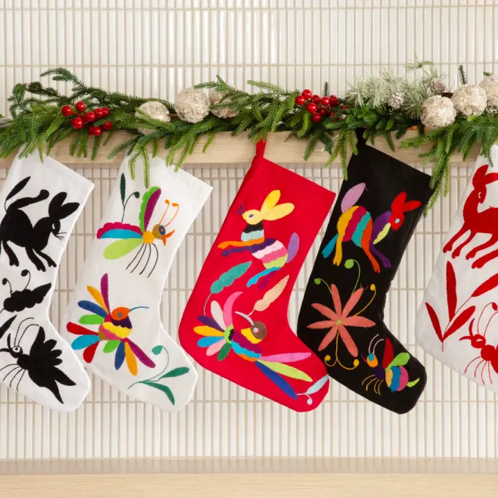 Christmas Otomí Embroidered Stocking