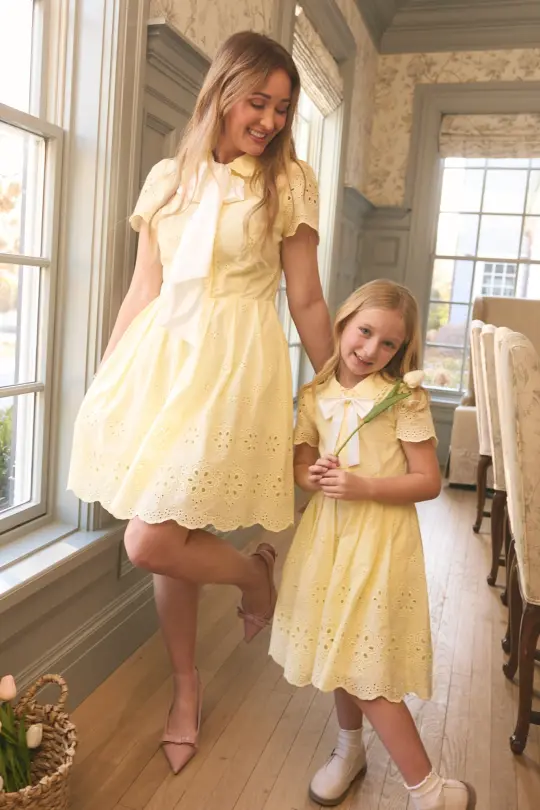 Penny Dress in Butter Yellow Eyelet