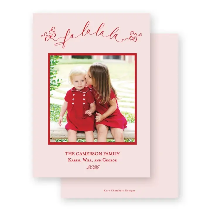 Pink & Red  "Fa, La, La, La " Holiday Card