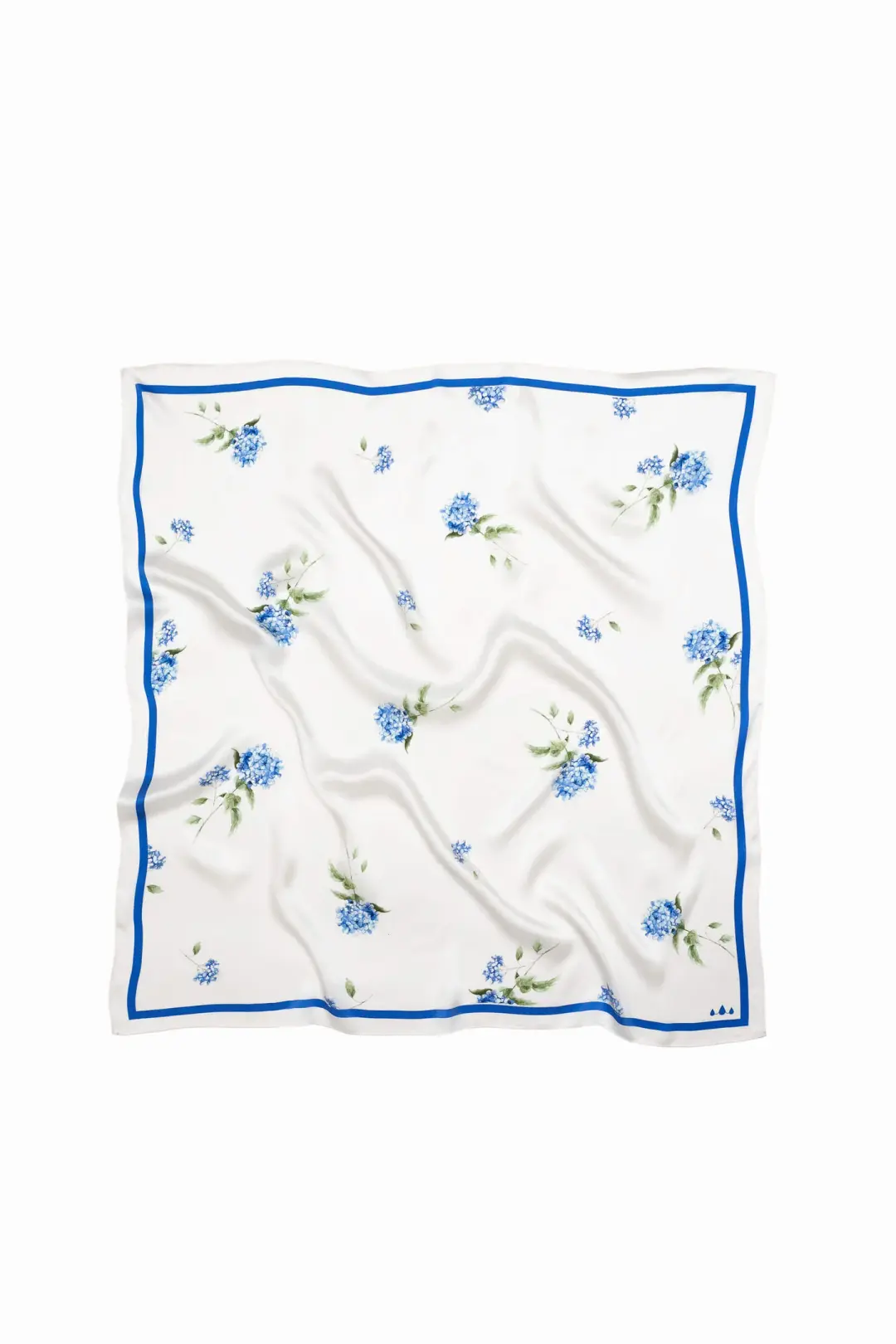 Large Floral Natural Silk Scarf | White & Blue