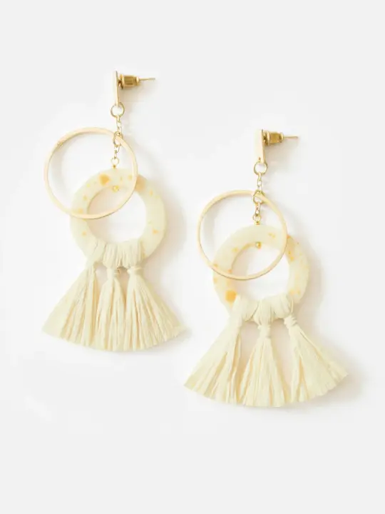 Raffia Studs Yellow