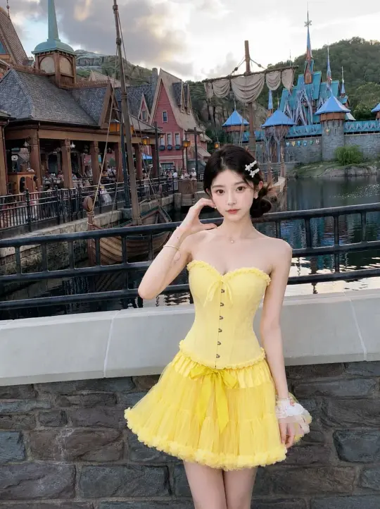 Vibrant Tulle Women's Homecoming Dress Yellow Waist Fitted Short Prom Gown Birthday Dress RS3293