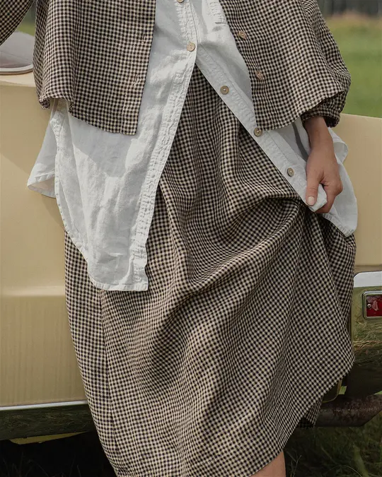 SION gathered linen skirt