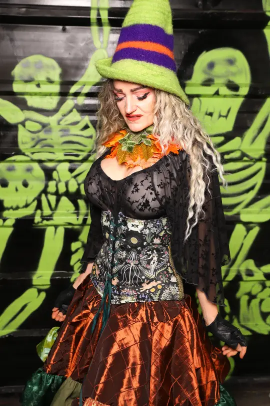 Petite Wench in Mossy Gold Weave w/front panels in Enchanted Oracle Panels - Spooky Saturday Part 8
