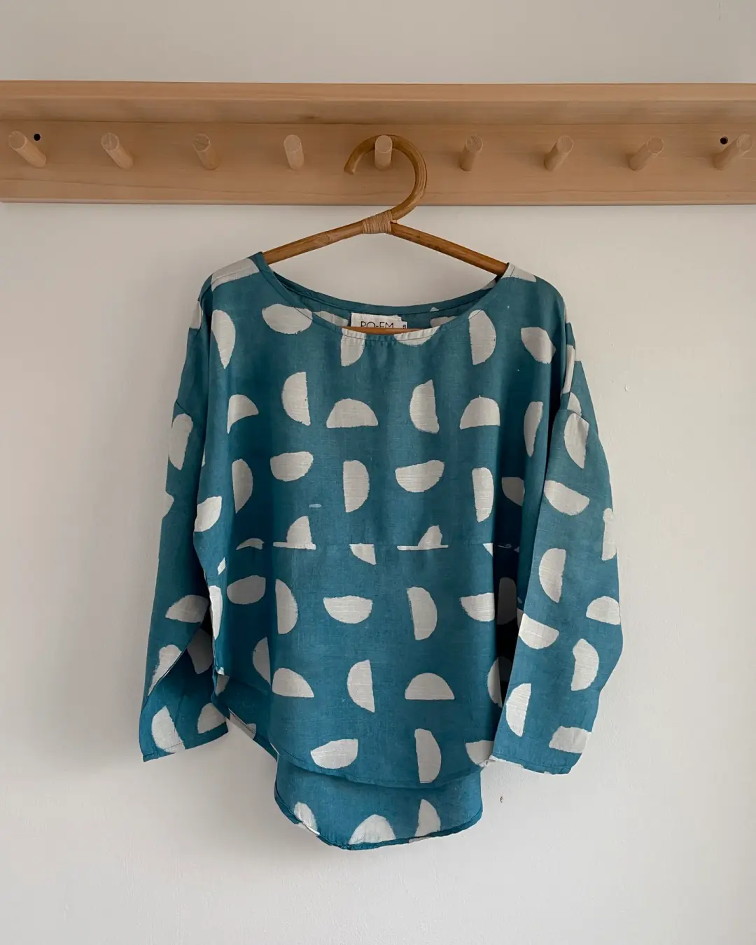 Indigo Block-print Silky Sera Top in Setting Suns
