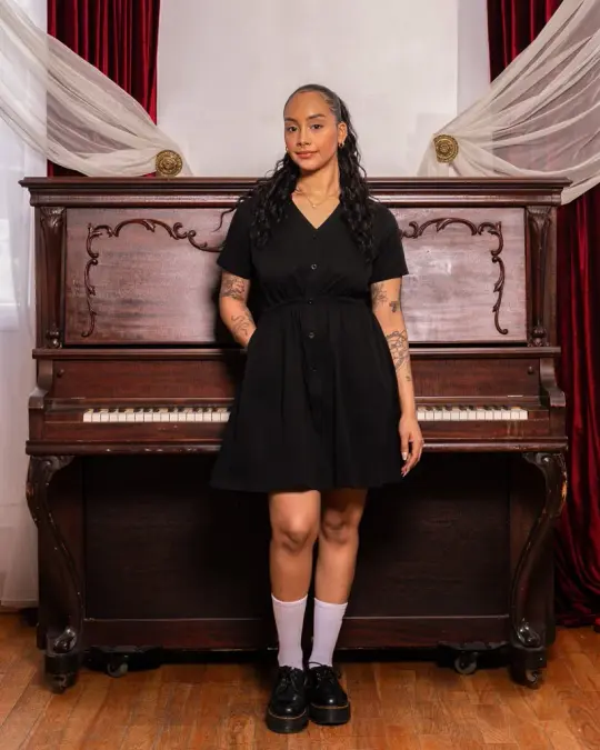Curtsy | Black Smock Dress