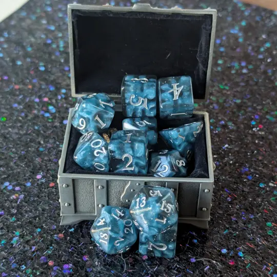 Mystic Mind - Black Blue Resin Dice Set (11-Piece)