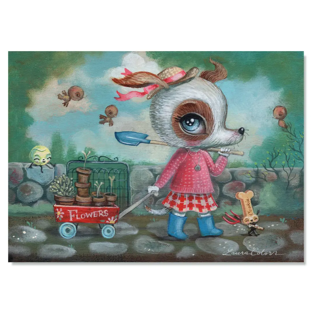 Pup in the Garden (Mini Print)