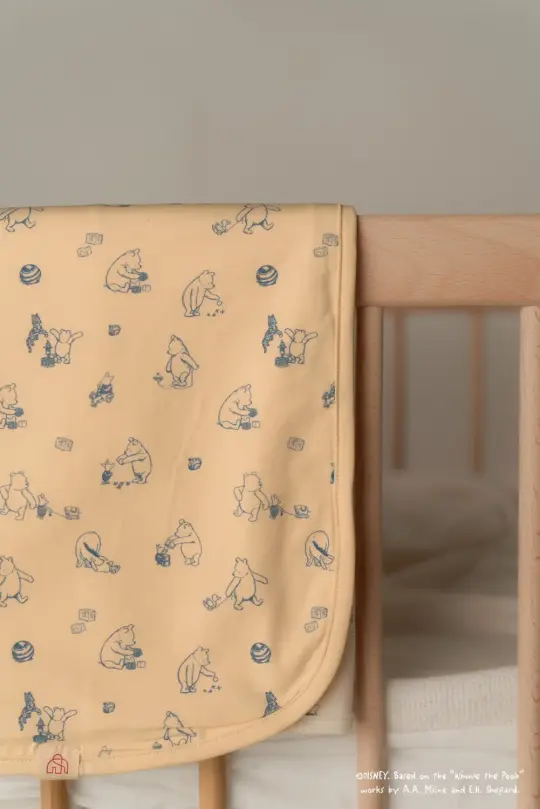 Cotton Jersey Blanket - Blue Playtime Pooh