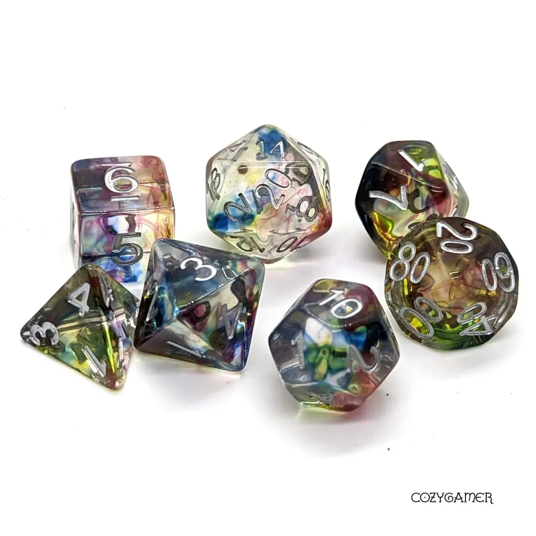 Warlock Dice Set. Dark Eldritch Swirling Magic